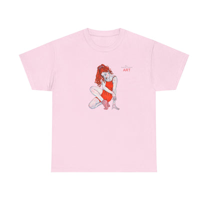 Unisex Heavy Cotton Tee - Motiv:  Front Julia, H25 cm & Rückseite Julia, H 49 cm