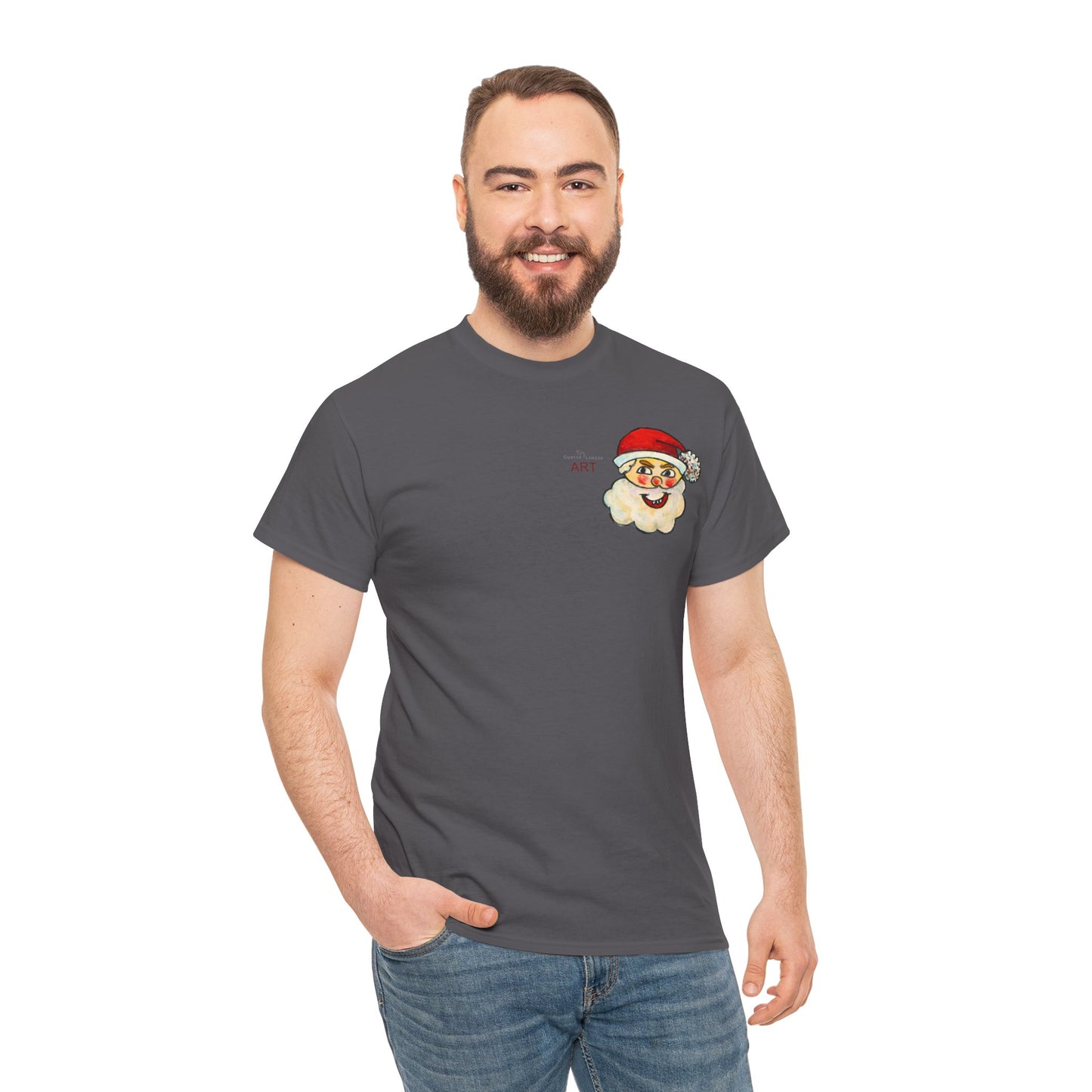 Unisex Heavy Cotton Tee - Motiv: Weihnachtsmann, H 13 cm