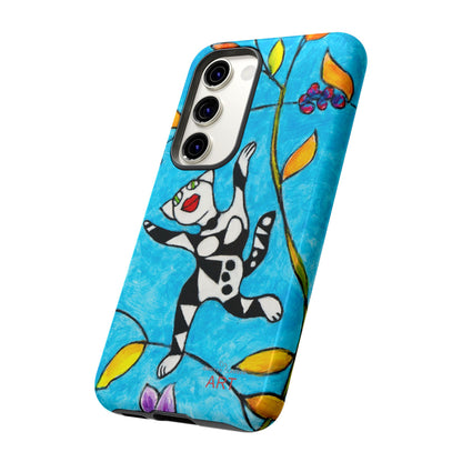 Tough Cases - Google Pixel - Samsung Galaxy - Motiv: Karierte Katze hüpft