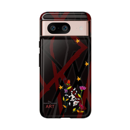 Tough Cases - Google Pixel - Samsung Galaxy - Motiv: Katze schwebt und Ranken, H 5,26 cm, Mikado3