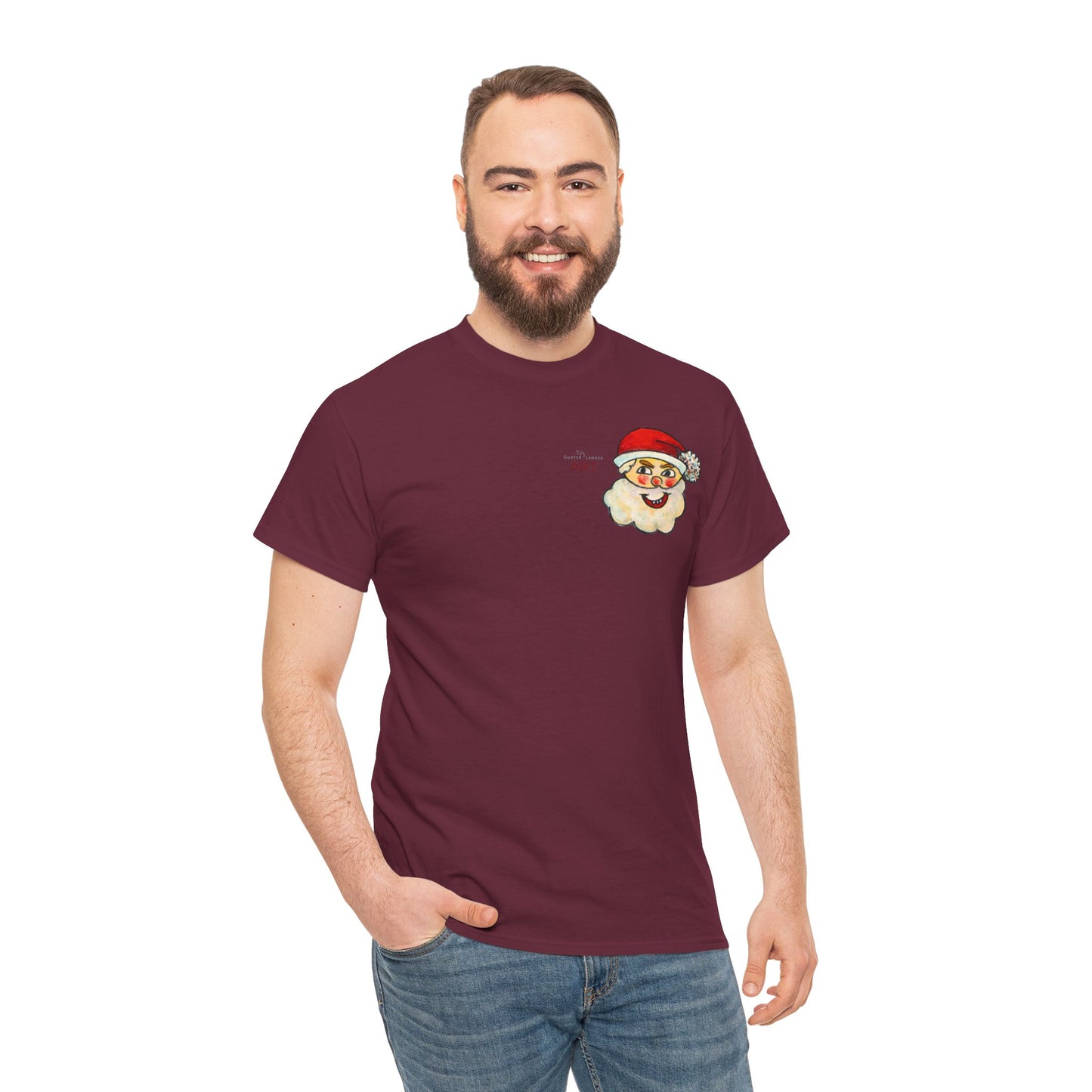 Unisex Heavy Cotton Tee - Motiv: Weihnachtsmann, H 13 cm