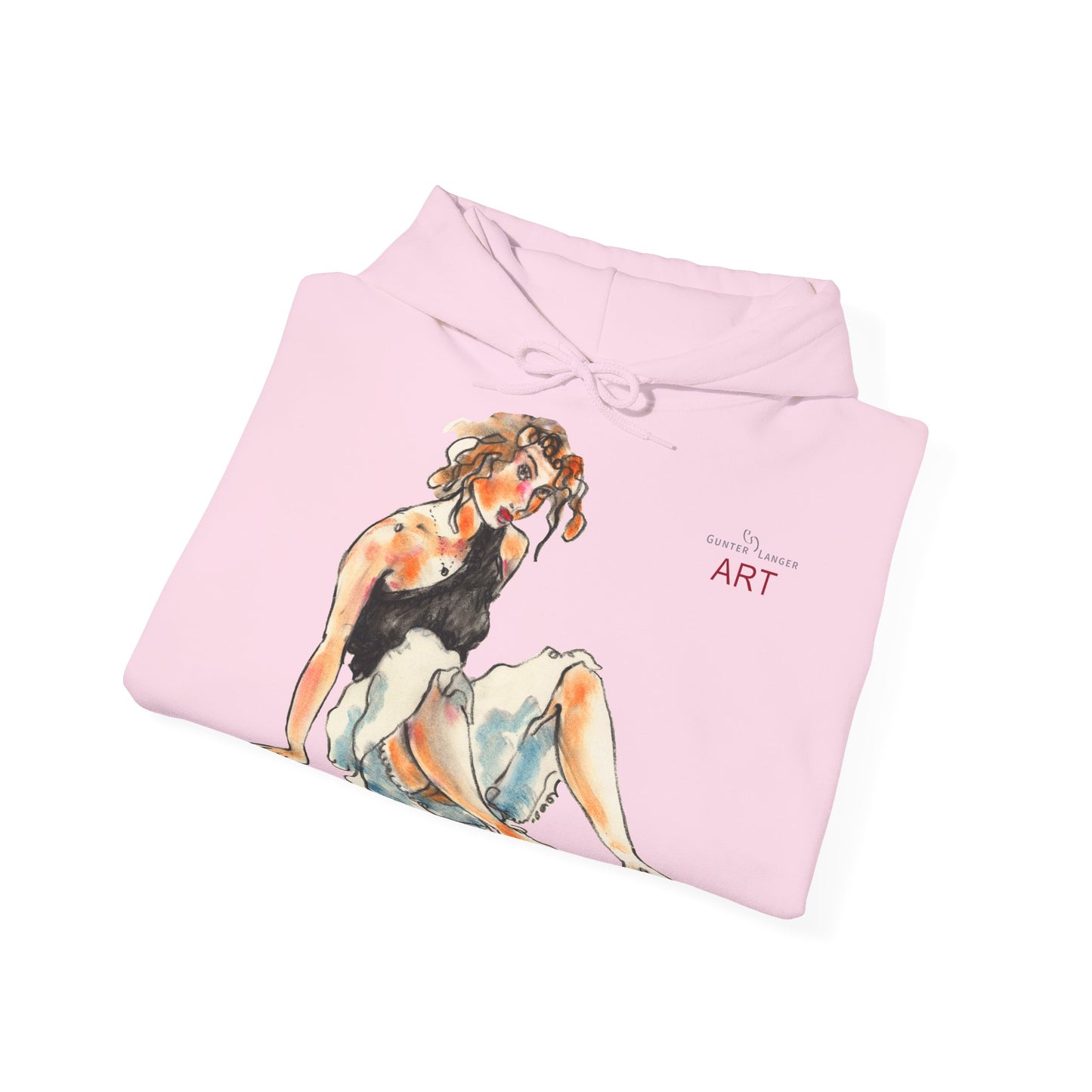 Unisex Heavy Blend™ Hooded Sweatshirt - Motiv Frontseite "Rosa", H 28 cm & Rückseite "Rosa", H 34 cm