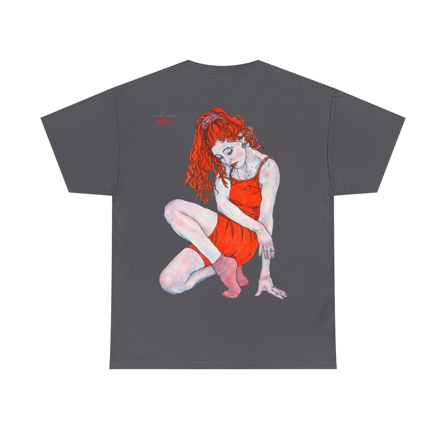 Unisex Heavy Cotton Tee - Motiv:  Front Julia, H25 cm & Rückseite Julia, H 49 cm