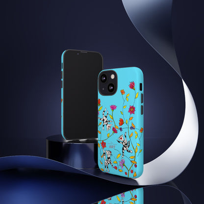 Tough Cases - iPhone - Motiv: Karierte Katzen, blau