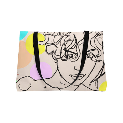 Weekender Tote Bag - Motiv  Front Bea & Rückseite Rosalie, Farbiger Hintergrund