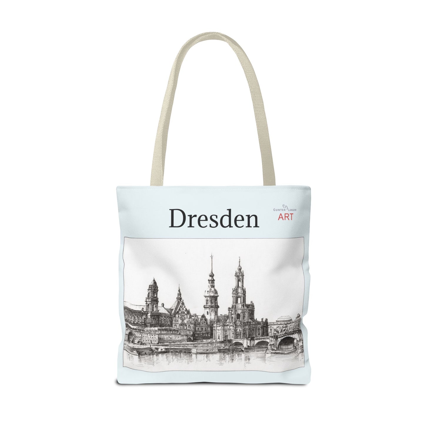 Tote Bag (AOP) - Motiv: Dresden -  Terrassenufer, Hofkirche, Schloß, Bleistift