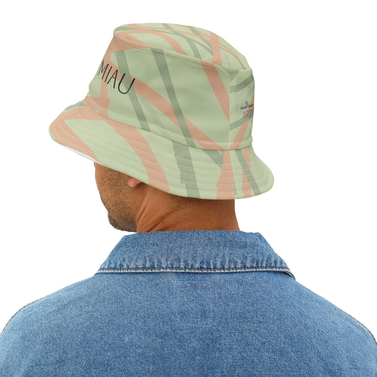 Bucket Hat (AOP) - Motiv: Miau, Mikado hellgrün