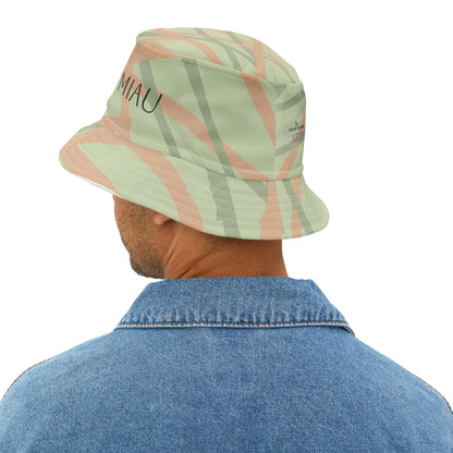 Bucket Hat (AOP) - Motiv: Miau, Mikado hellgrün
