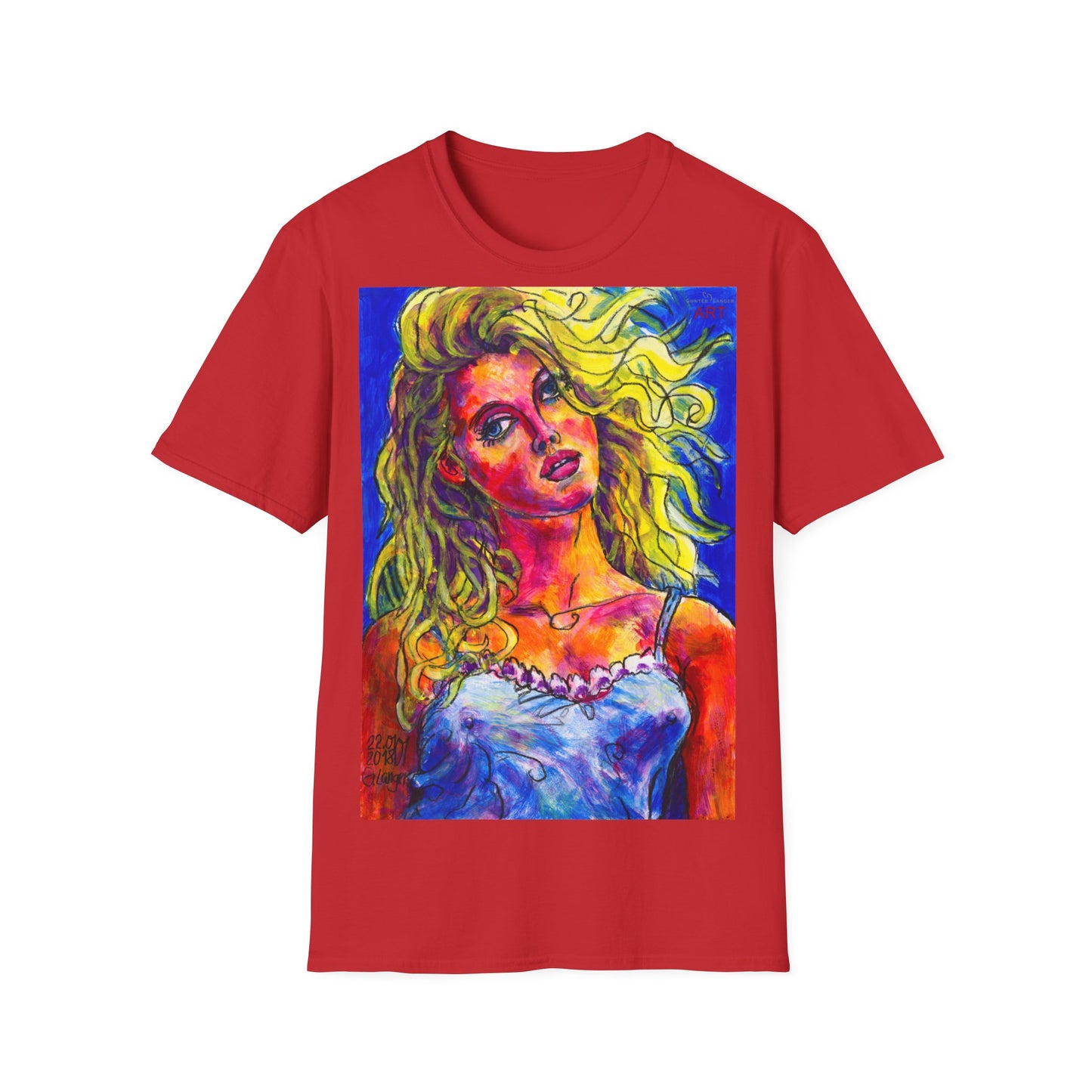 Unisex Softstyle T-Shirt - Motiv: Front Mascha, H 49cm sw, Neck Label