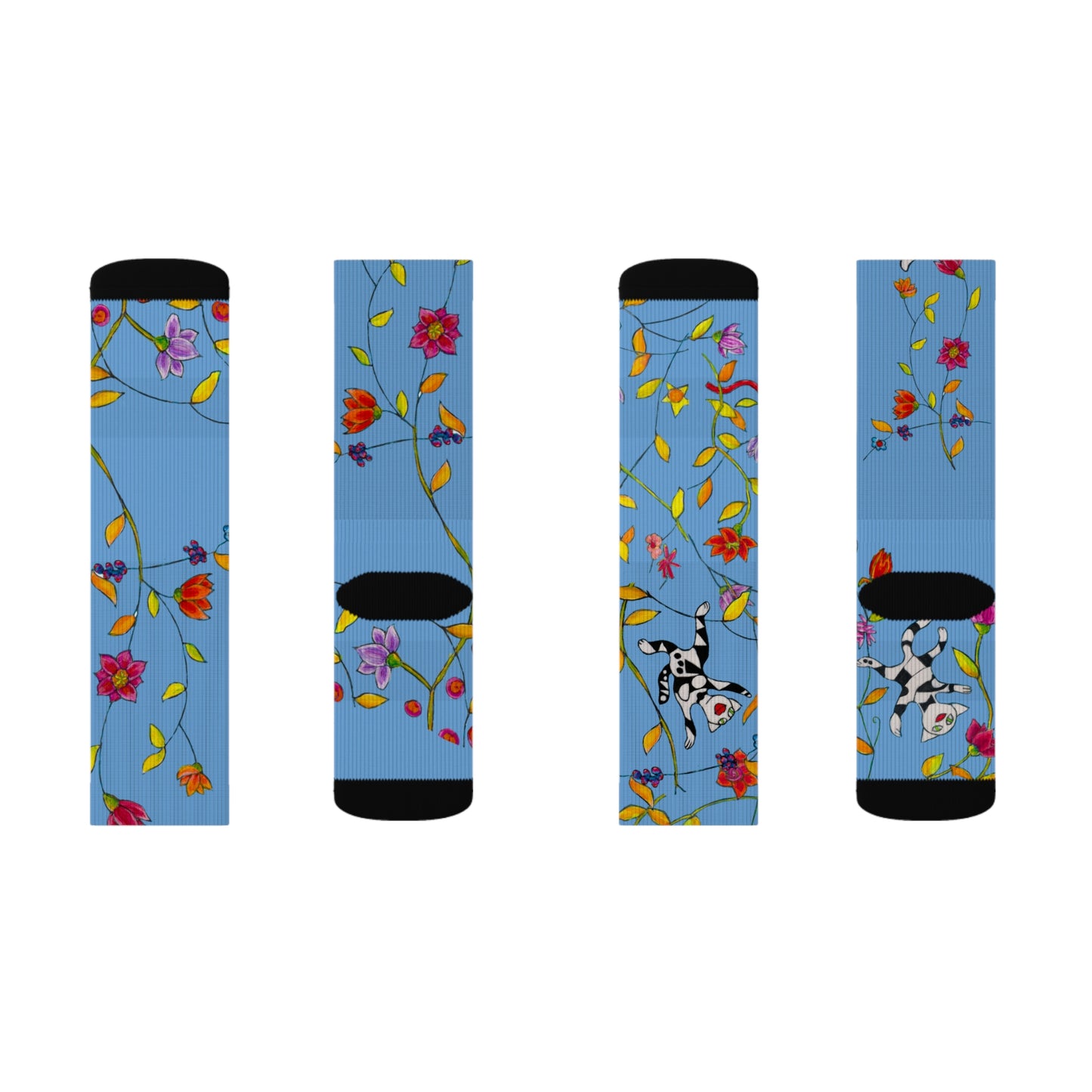 Sublimation Socks - Motiv: Katzen und Ranken