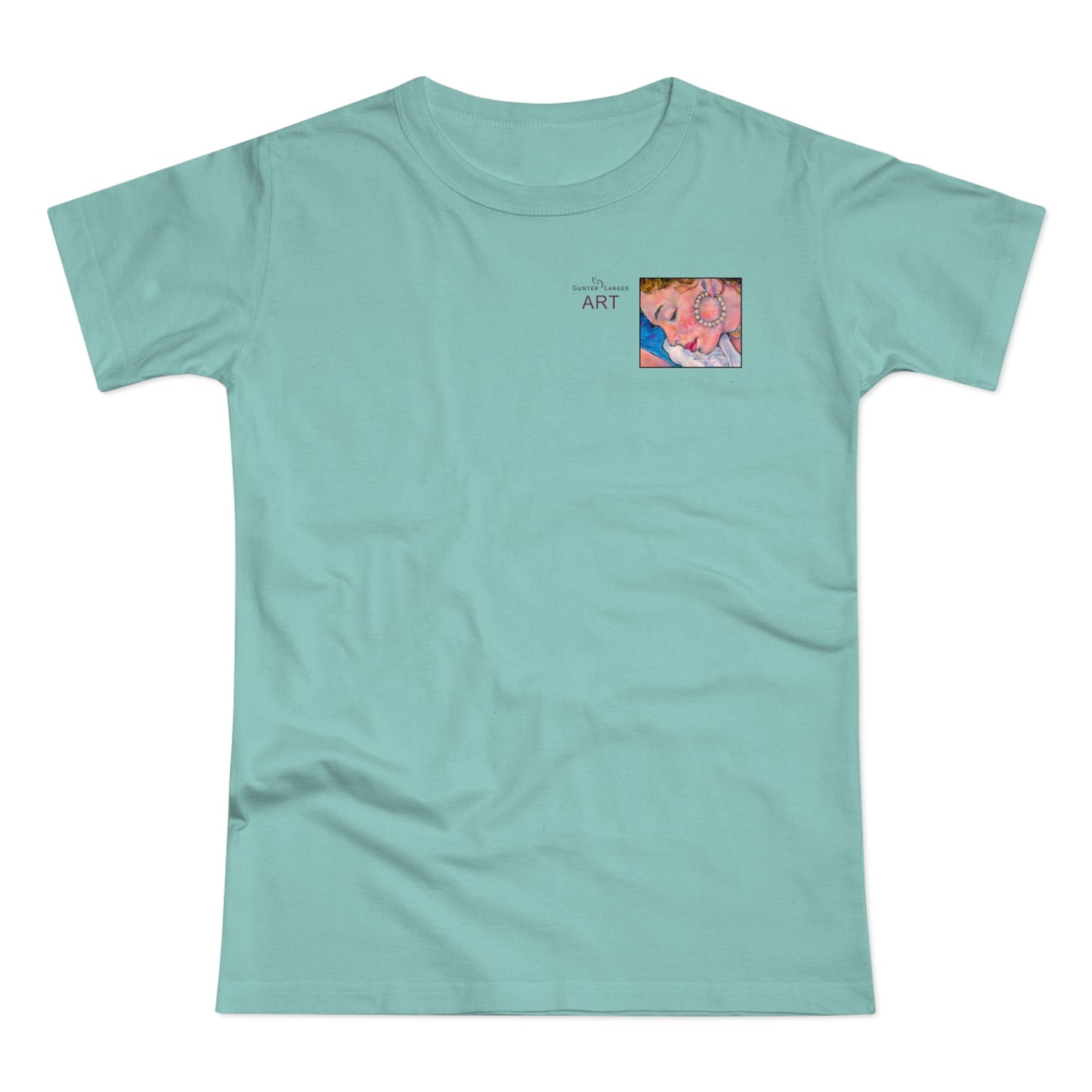Single Jersey Women's T-shirt - hell - Motiv: Alva, Ausschnitt, H 6,5 cm