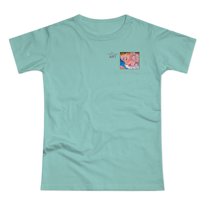 Single Jersey Women's T-shirt - hell - Motiv: Alva, Ausschnitt, H 6,5 cm