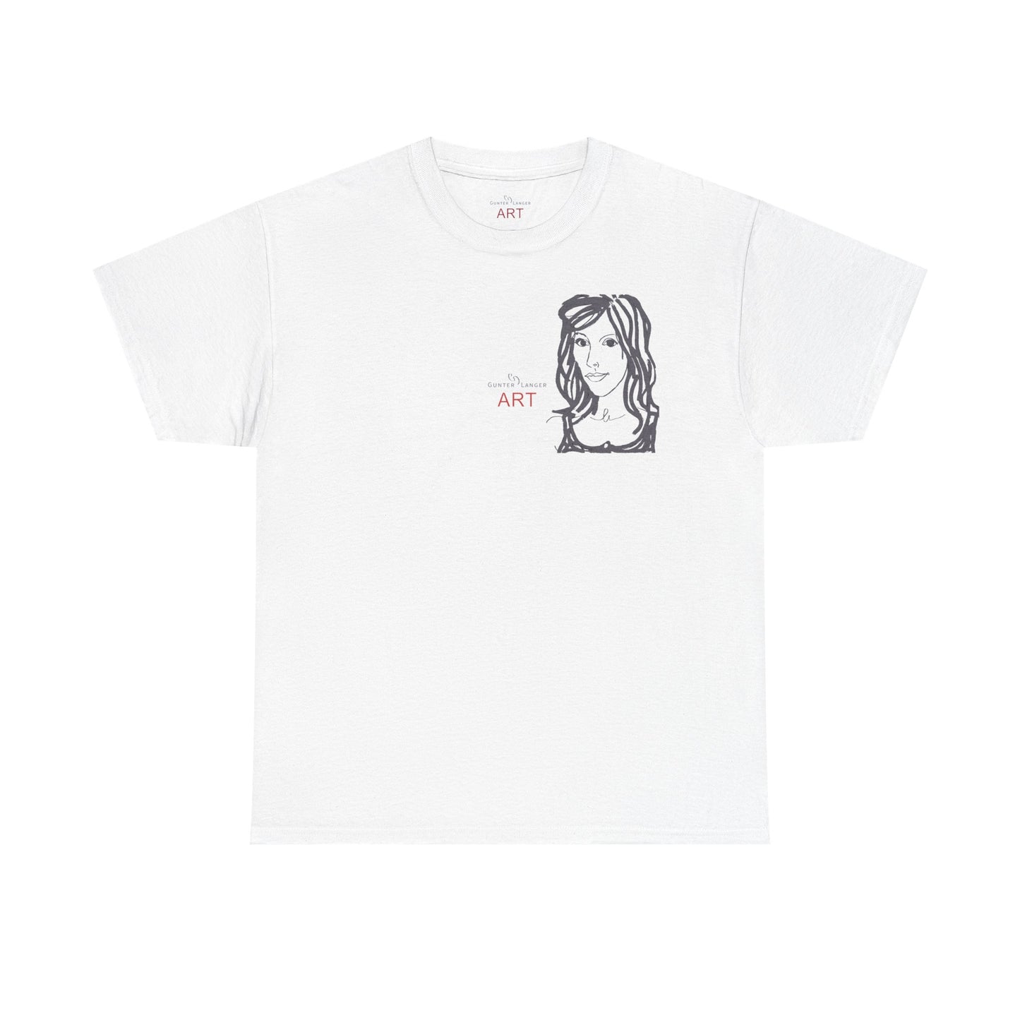 Unisex Heavy Cotton Tee - Motiv:  Front Esther ( grau, klein) & Rückseite Esther (grau), Neck Label