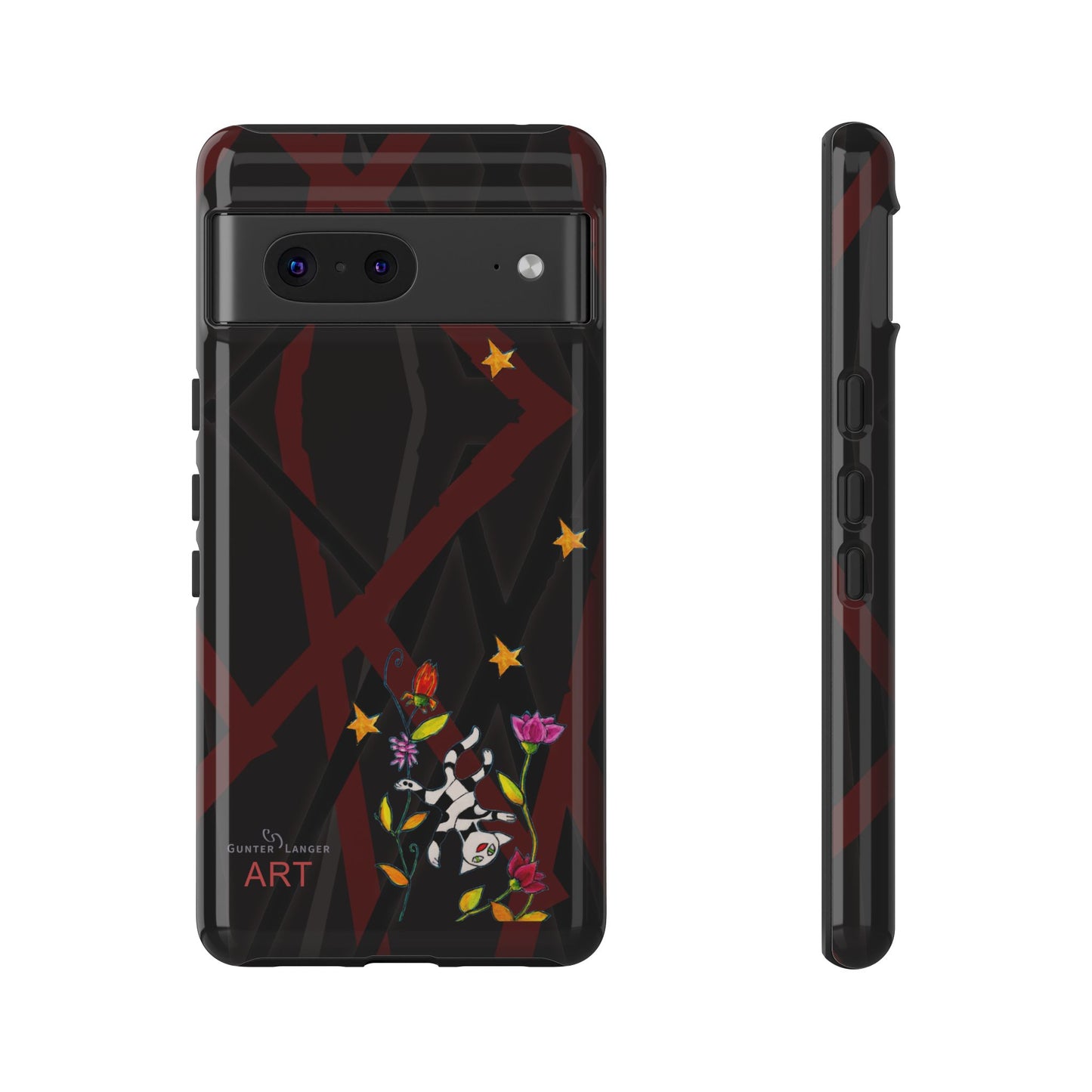 Tough Cases - Google Pixel - Samsung Galaxy - Motiv: Katze schwebt und Ranken, H 5,26 cm, Mikado3
