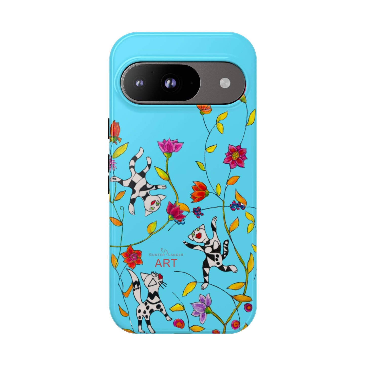 Tough Cases - Google Pixel - Samsung Galaxy - Motiv: Karierte Katzen, blau