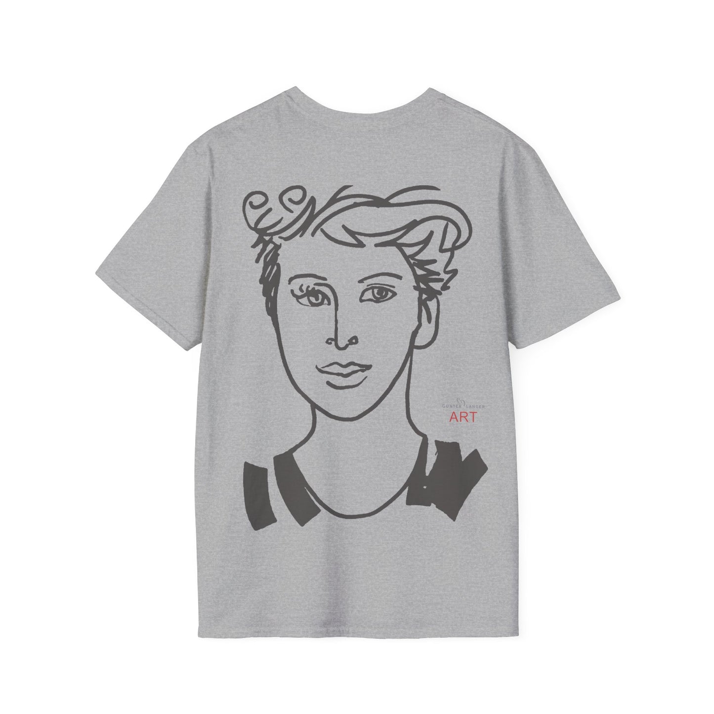 Unisex Softstyle T-Shirt - Motiv: Front Lars, H22,7 cm (Ausschnitt) & Rückseite Lars, H 49 cm (grau)