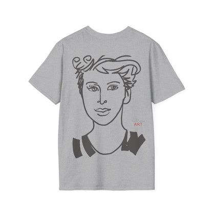 Unisex Softstyle T-Shirt - Motiv: Front Lars, H22,7 cm (Ausschnitt) & Rückseite Lars, H 49 cm (grau)