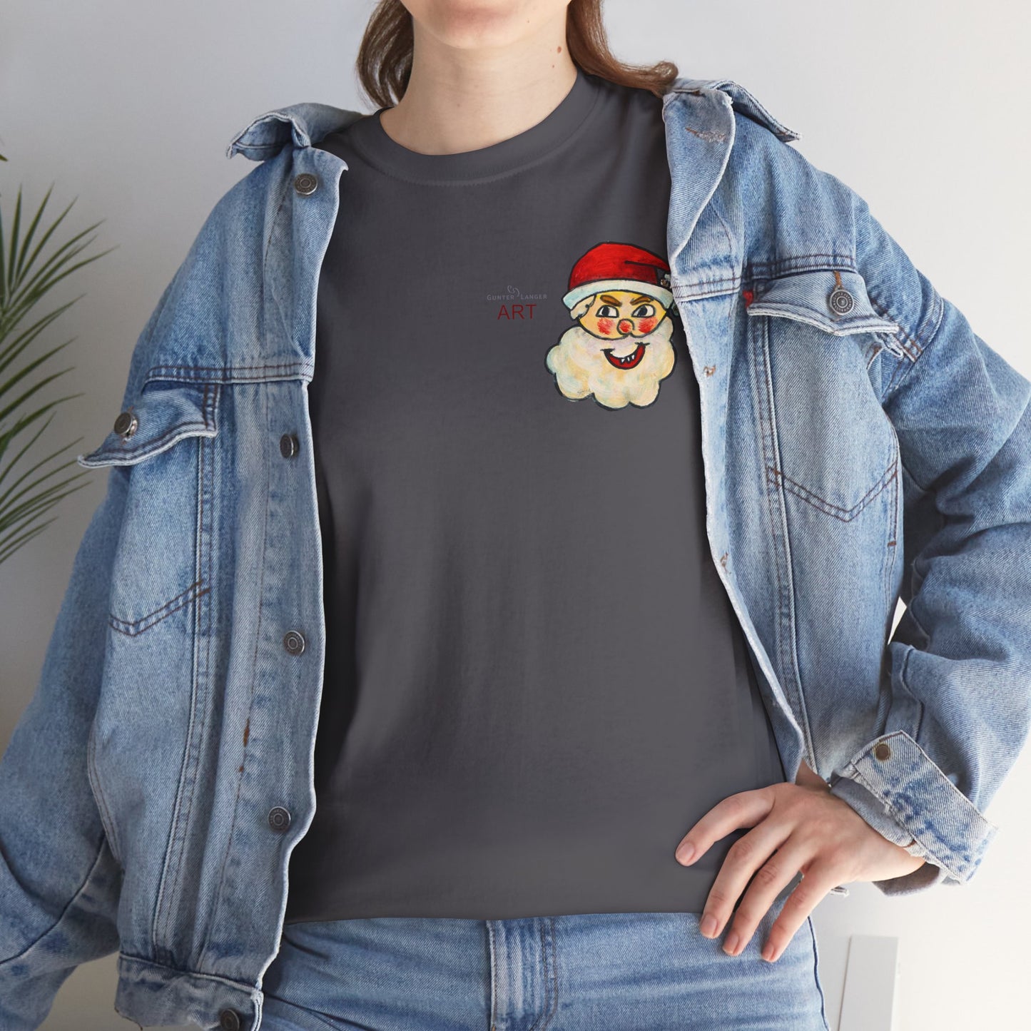 Unisex Heavy Cotton Tee - Motiv: Weihnachtsmann, H 13 cm