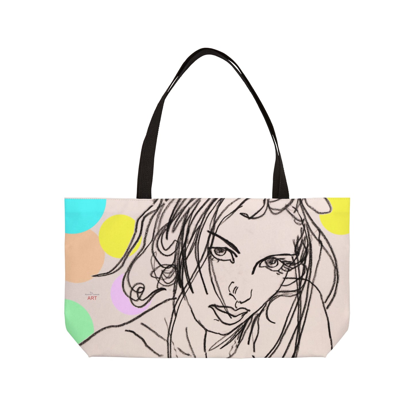 Weekender Tote Bag - Motiv  Front Bea & Rückseite Rosalie, Farbiger Hintergrund