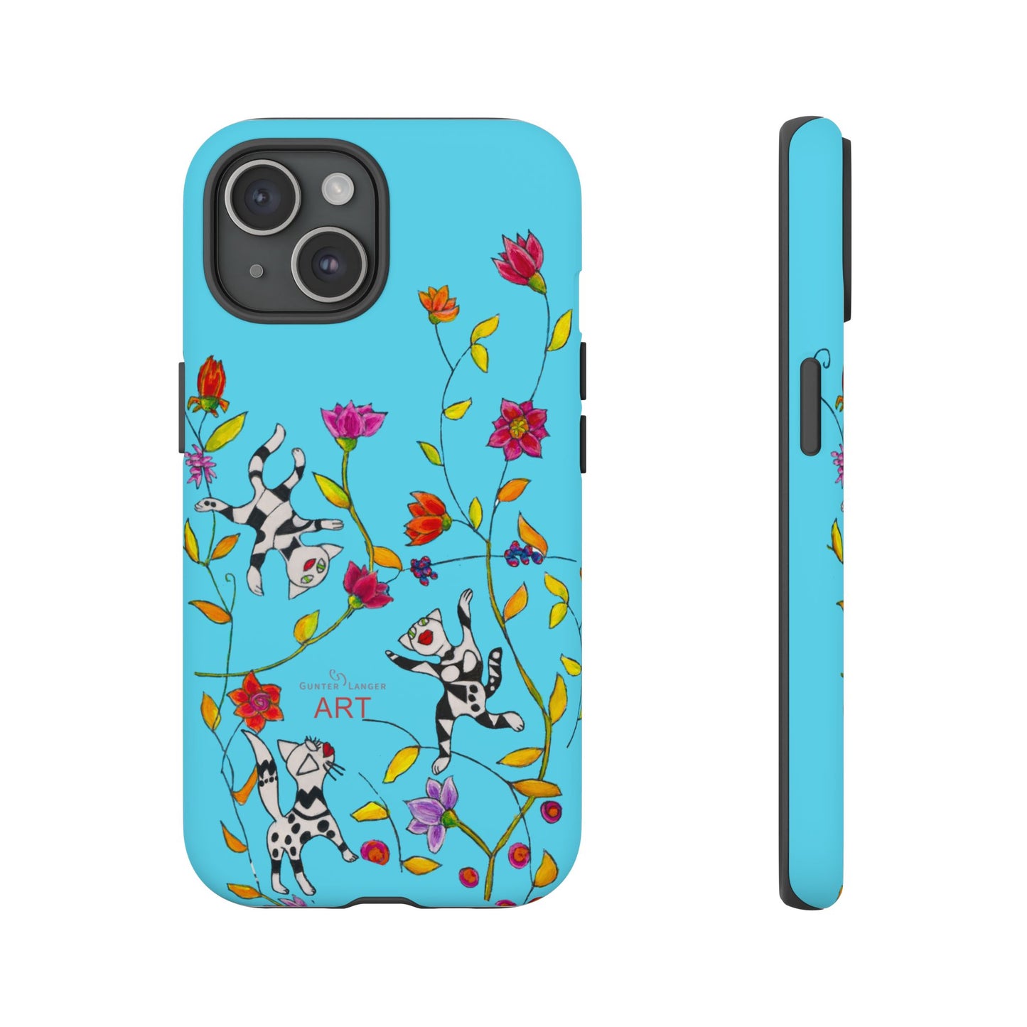 Tough Cases - iPhone - Motiv: Karierte Katzen, blau