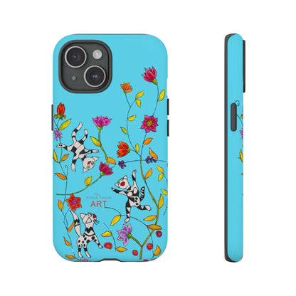 Tough Cases - iPhone - Motiv: Karierte Katzen, blau