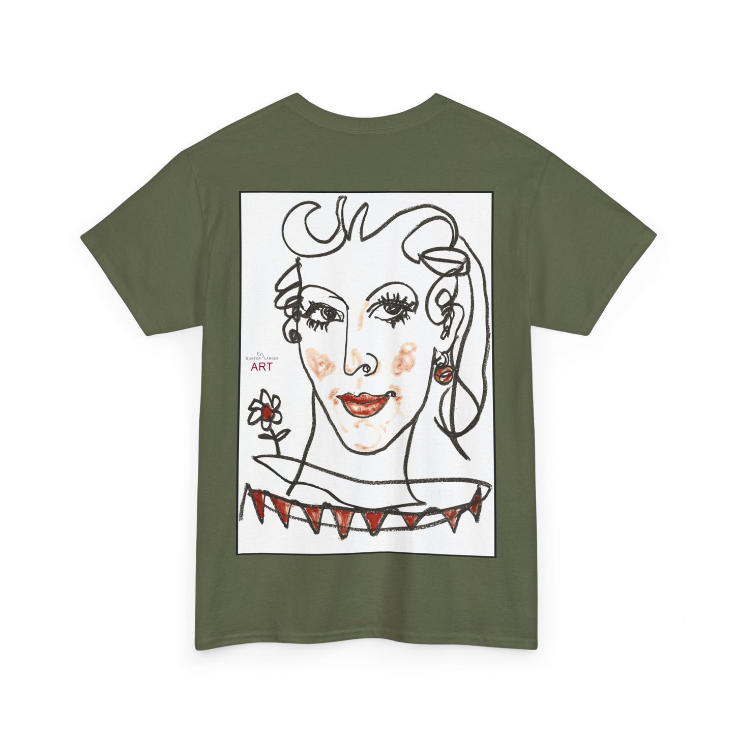 Unisex Heavy Cotton Tee - Motiv:  Front Lina H 11 cm & Rückseite Lina, H 49 cm, Neck Label