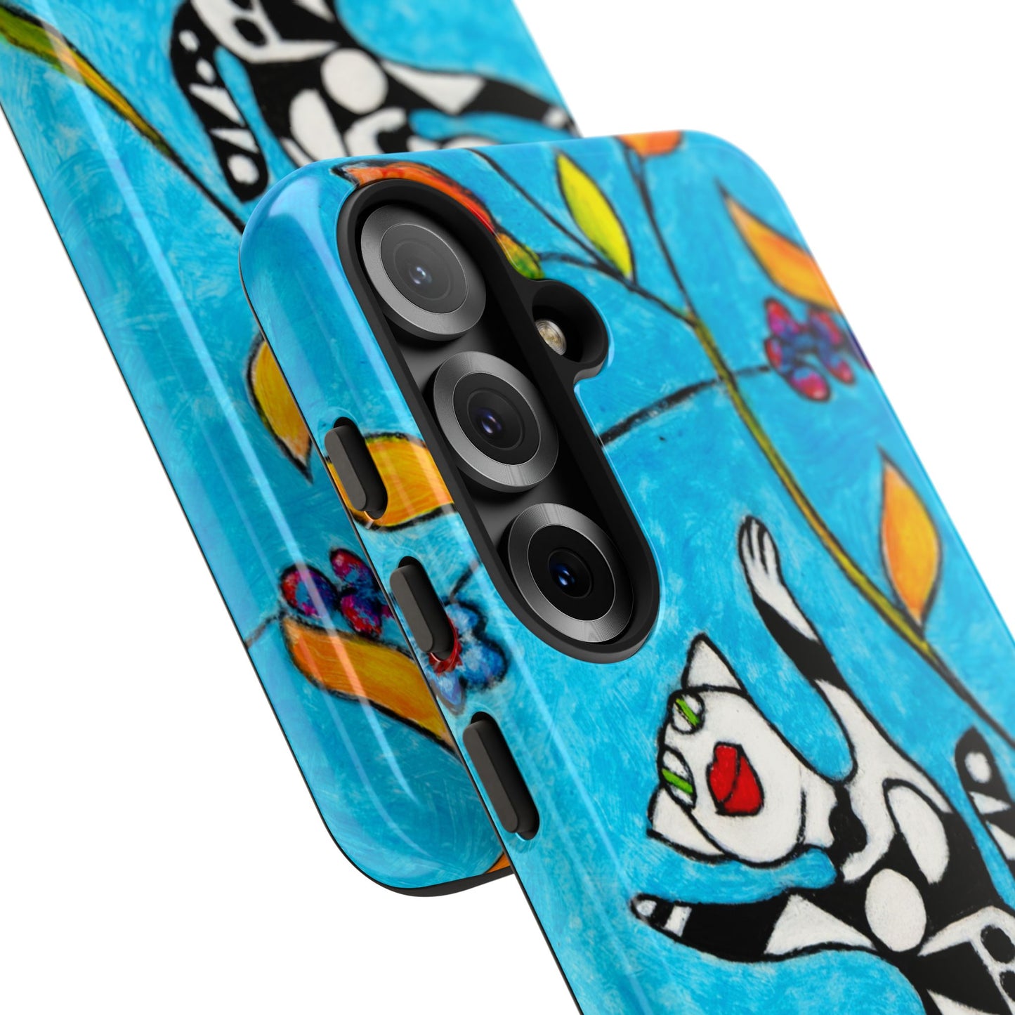 Tough Cases - Google Pixel - Samsung Galaxy - Motiv: Karierte Katze hüpft