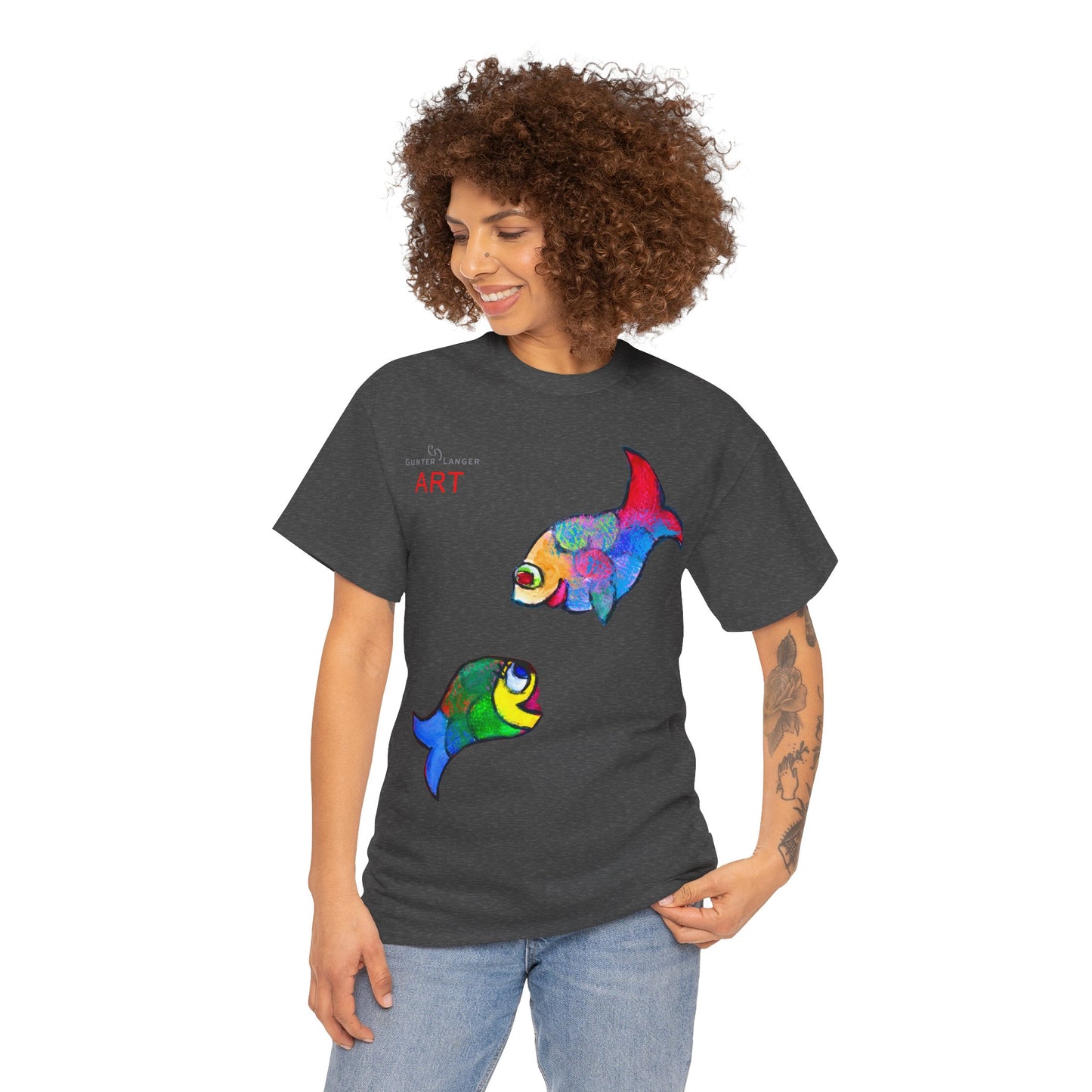 Unisex Heavy Cotton Tee - Motiv: Front Zwei Fische zueinander