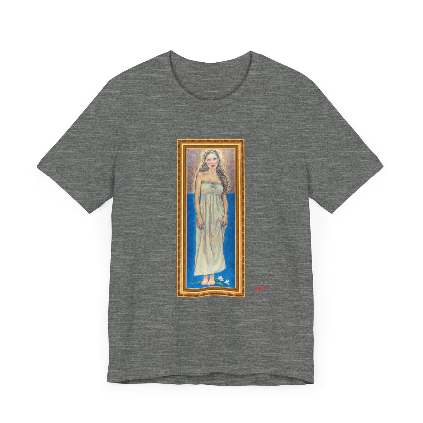Unisex Jersey Short Sleeve Tee - Motiv: Front Marie, H 35,5 cm Goldrahmen