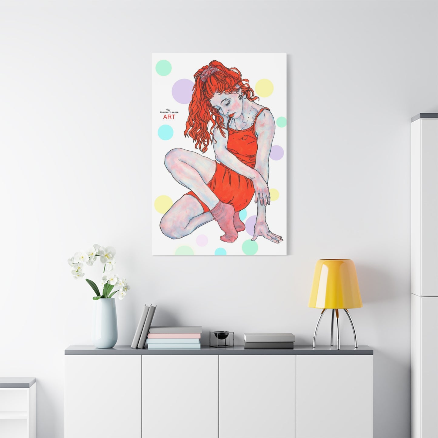 Matte Canvas, Stretched, 1.25" - Motiv: Julia, Farbkreise, Format H 91, 122, 152 cm
