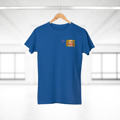 Single Jersey Women's T-shirt - dunkel - Motiv: Romina, Ausschnitt, H 6 cm