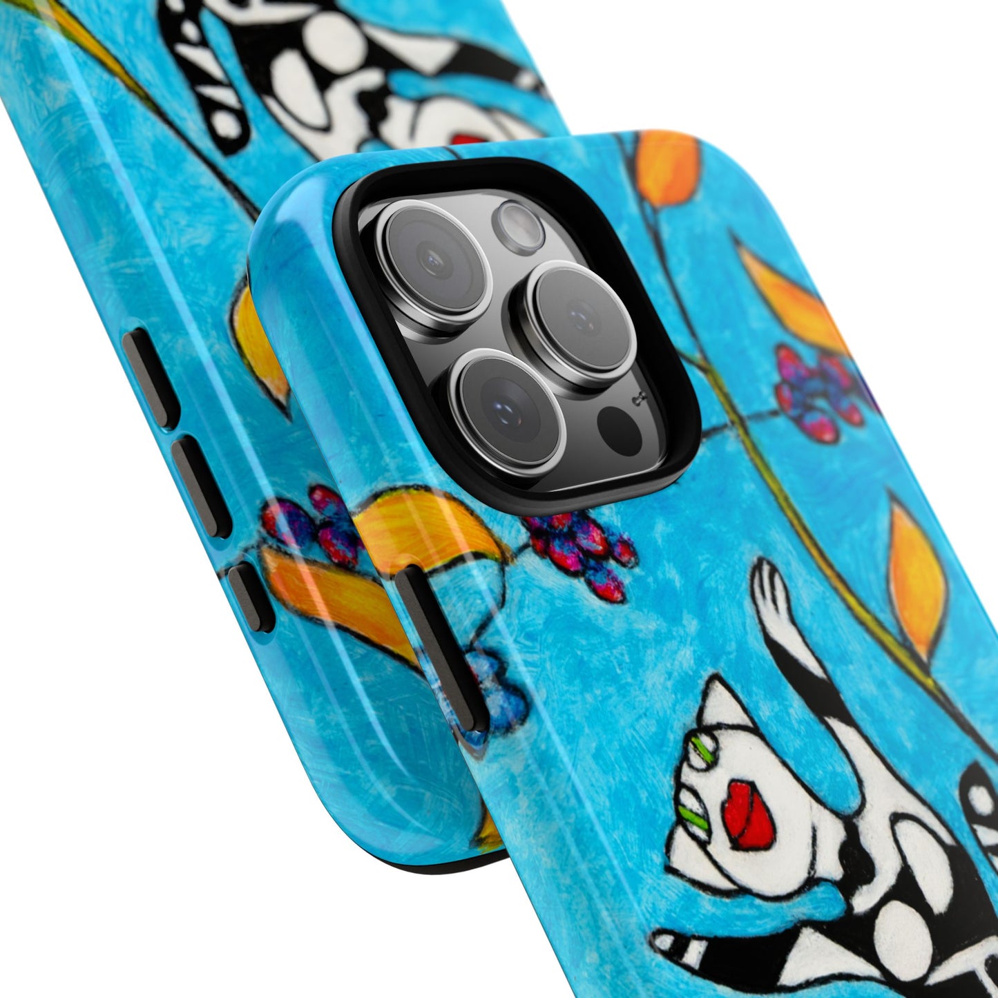 Tough Cases - iPhone - Motiv: Karierte Katze hüpft