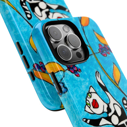 Tough Cases - iPhone - Motiv: Karierte Katze hüpft