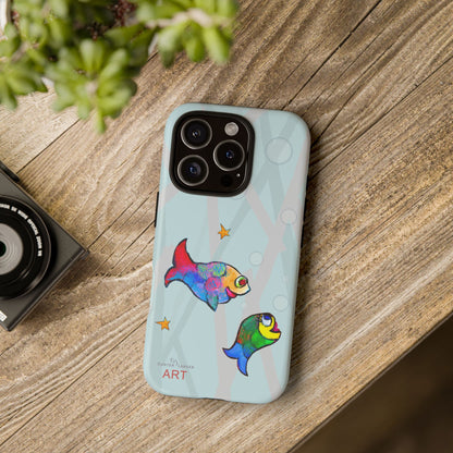 Tough Cases - iPhone - Motiv: "Fische", Mikado blau