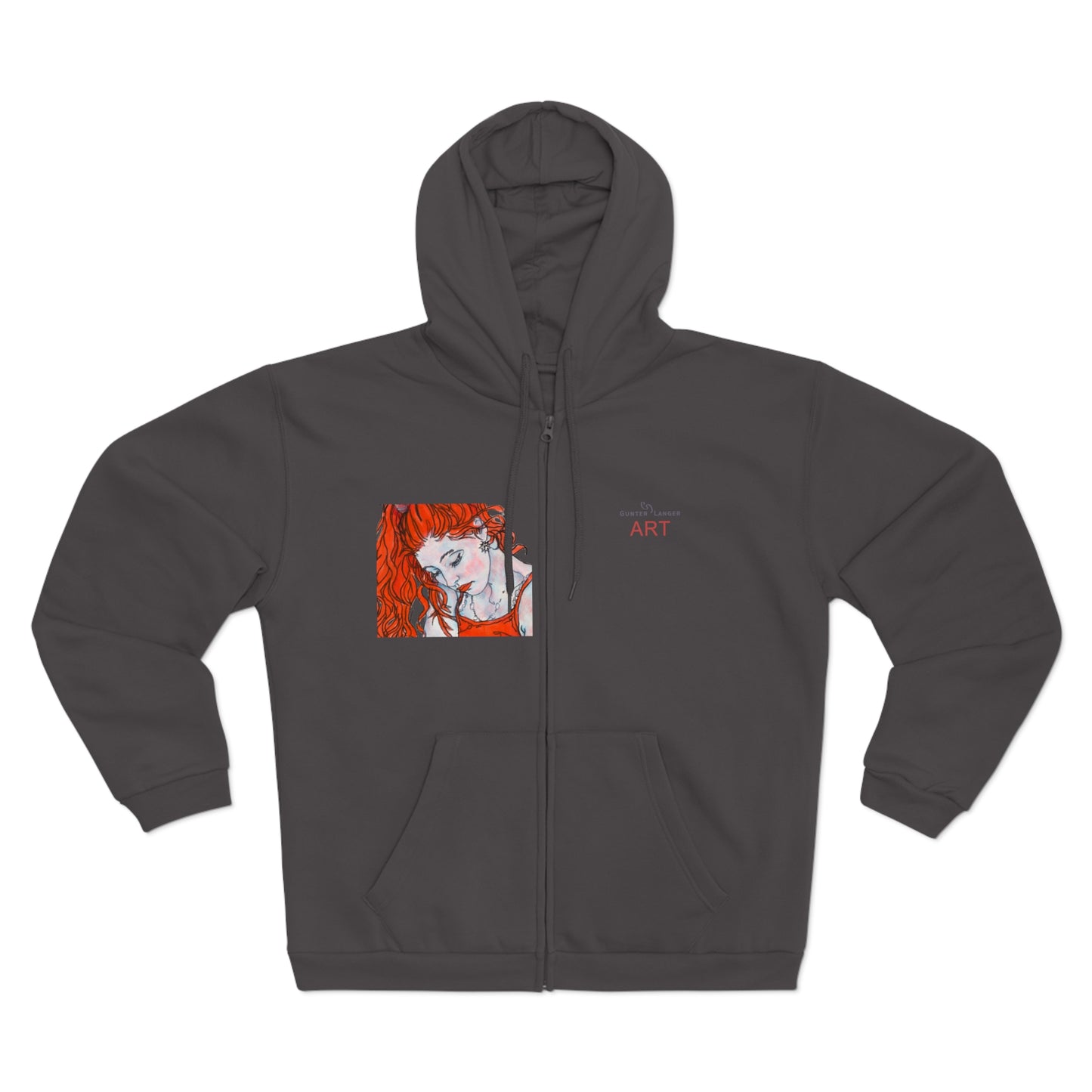 Unisex Hooded Zip Sweatshirt - Motiv: Front Julia (Ausschnitt) & Rückseite Julia