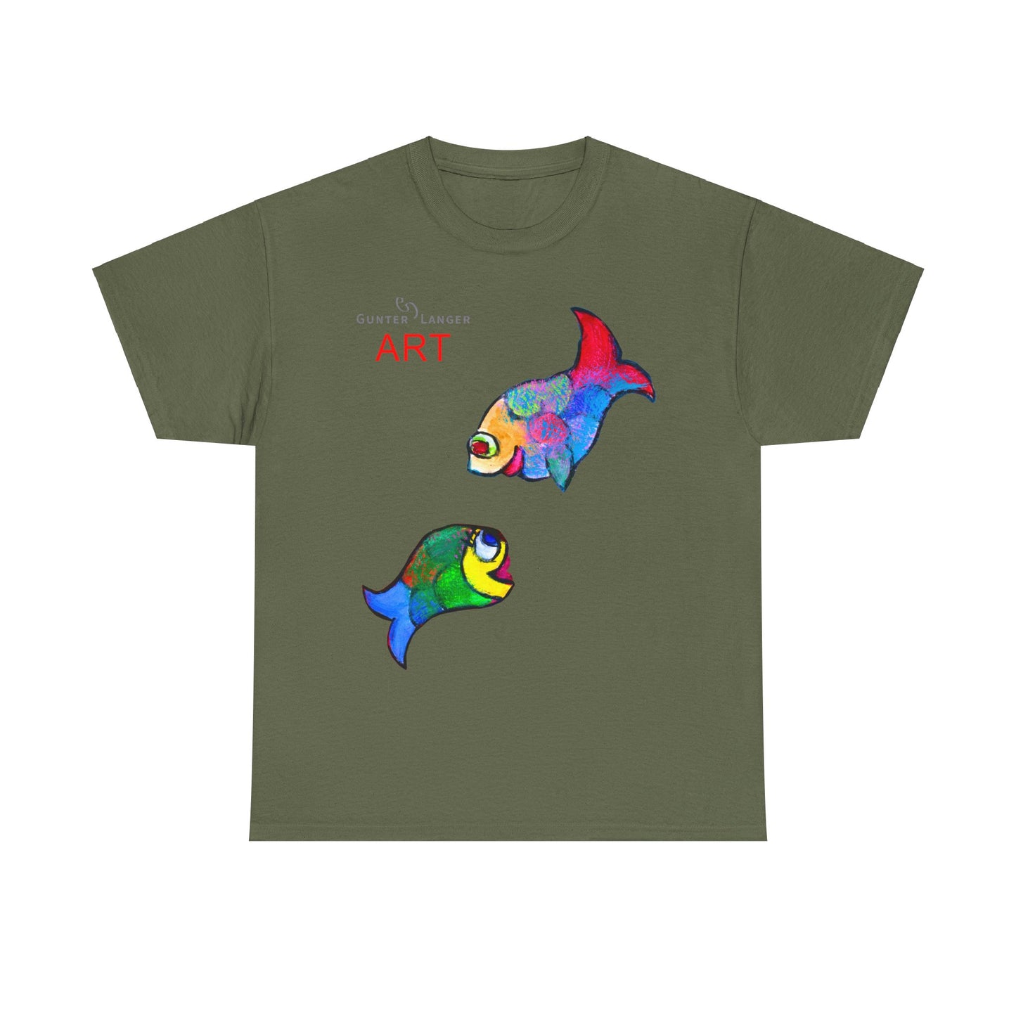 Unisex Heavy Cotton Tee - Motiv: Front Zwei Fische zueinander