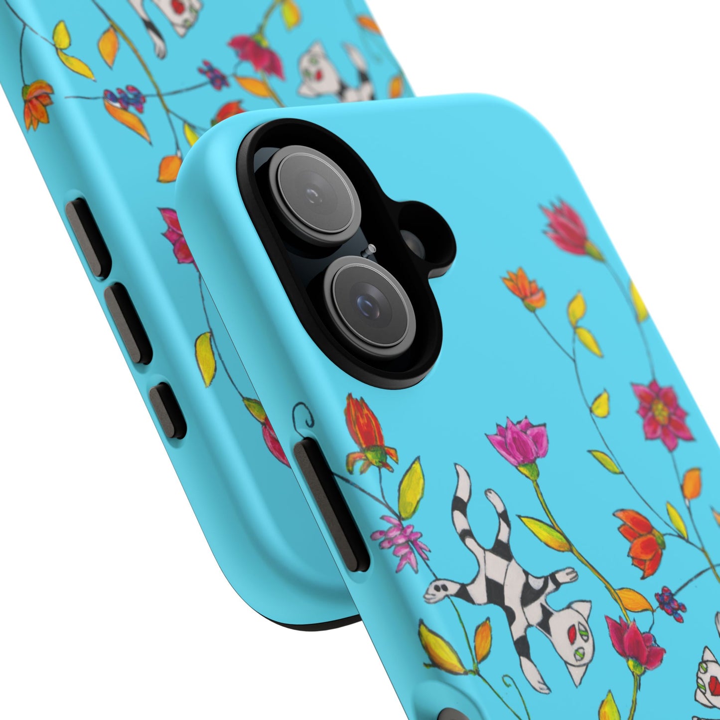 Tough Cases - iPhone - Motiv: Karierte Katzen, blau
