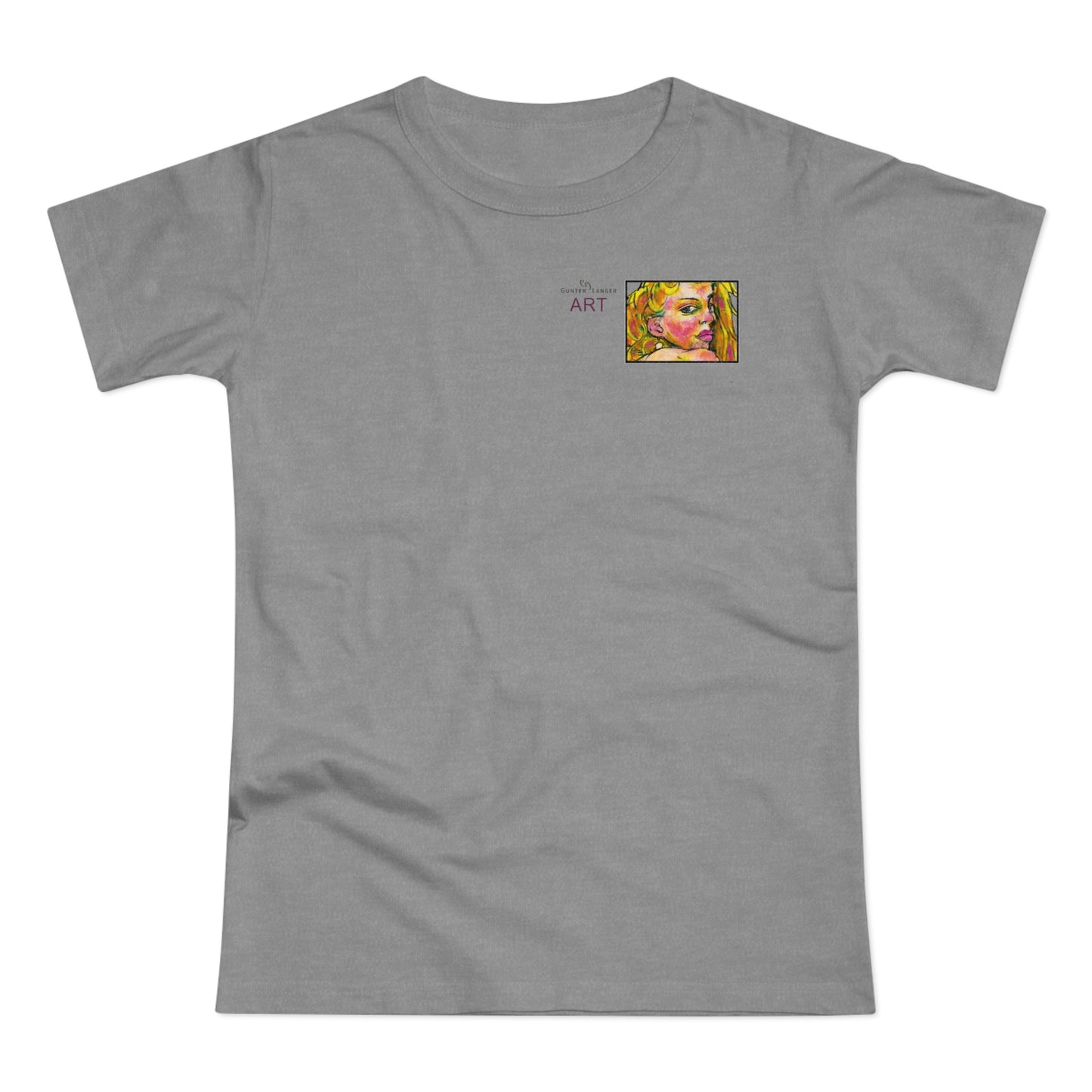 Single Jersey Women's T-shirt - hell - Motiv: Romina, Ausschnitt, H 6 cm