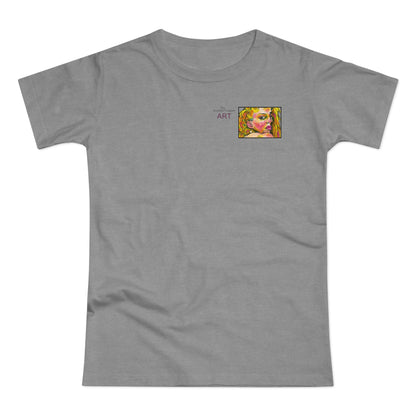 Single Jersey Women's T-shirt - hell - Motiv: Romina, Ausschnitt, H 6 cm