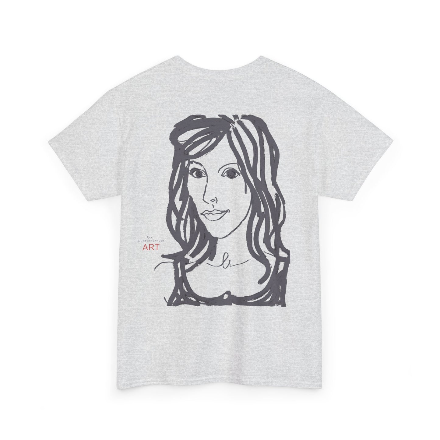 Unisex Heavy Cotton Tee - Motiv:  Front Esther ( grau, klein) & Rückseite Esther (grau), Neck Label