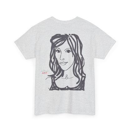 Unisex Heavy Cotton Tee - Motiv:  Front Esther ( grau, klein) & Rückseite Esther (grau), Neck Label