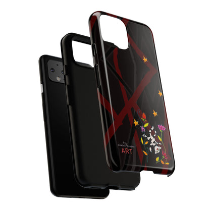 Tough Cases - Google Pixel - Samsung Galaxy - Motiv: Katze schwebt und Ranken, H 5,26 cm, Mikado3