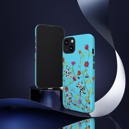 Tough Cases - iPhone - Motiv: Karierte Katzen, blau