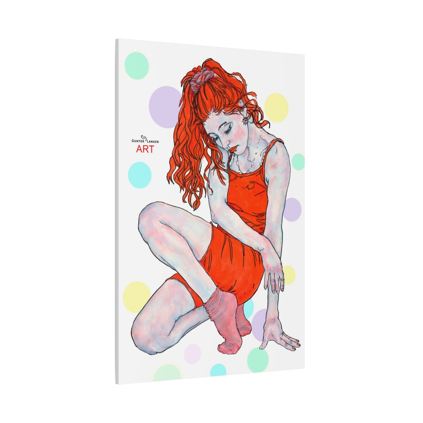 Matte Canvas, Stretched, 1.25" - Motiv: Julia, Farbkreise, Format H 91, 122, 152 cm