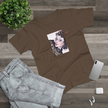 Single Jersey Women's T-shirt - dunkel - Motiv: Front Annette, H 20 cm & Rückseite Annette, H 35,56 cm