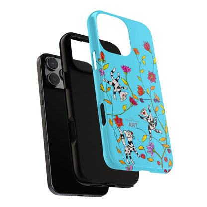 Tough Cases - iPhone - Motiv: Karierte Katzen, blau