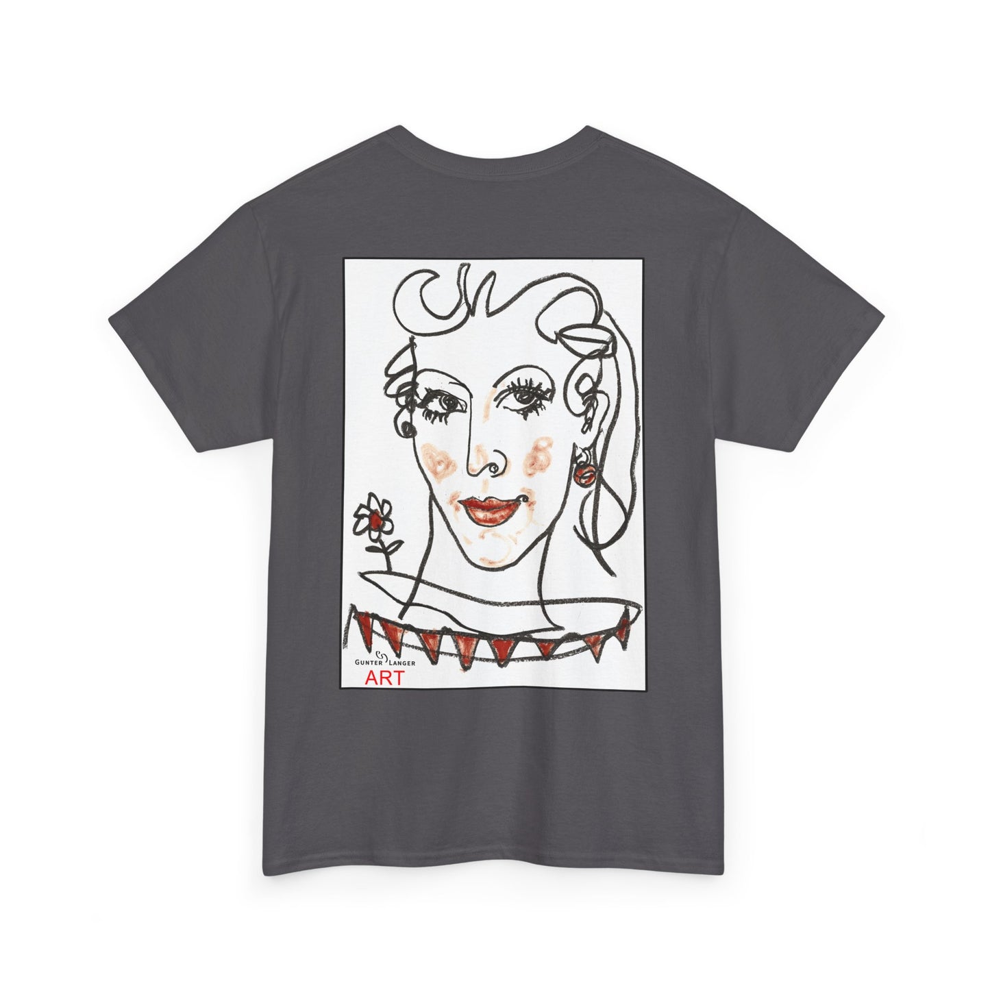 Unisex Heavy Cotton Tee - Motiv: Front Logo & Rückseite Lina, Neck Label