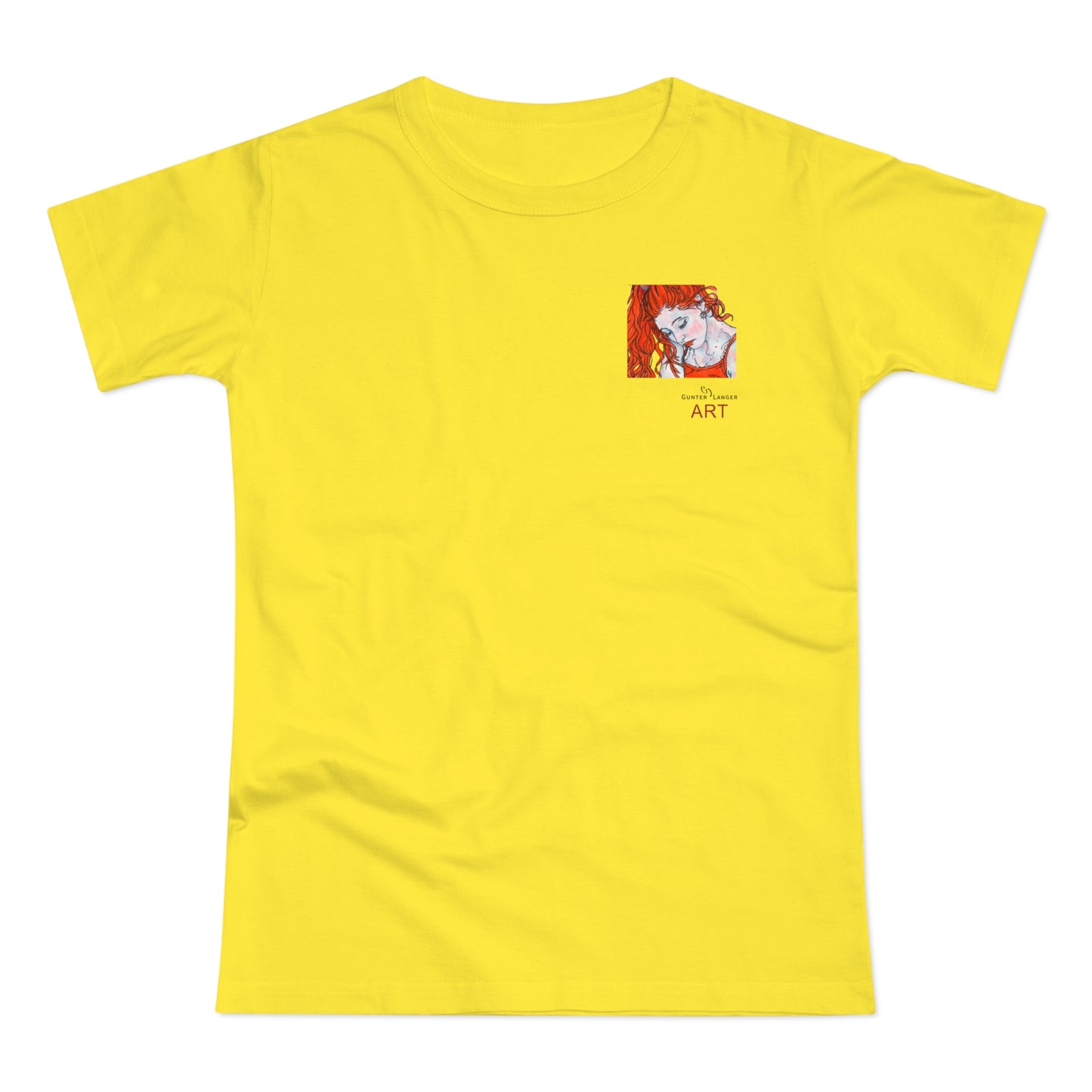 Single Jersey Women's T-shirt - hell - Motiv:  Front Julia, Ausschnitt 6,7 cm & Rückseite Julia, H 37 cm