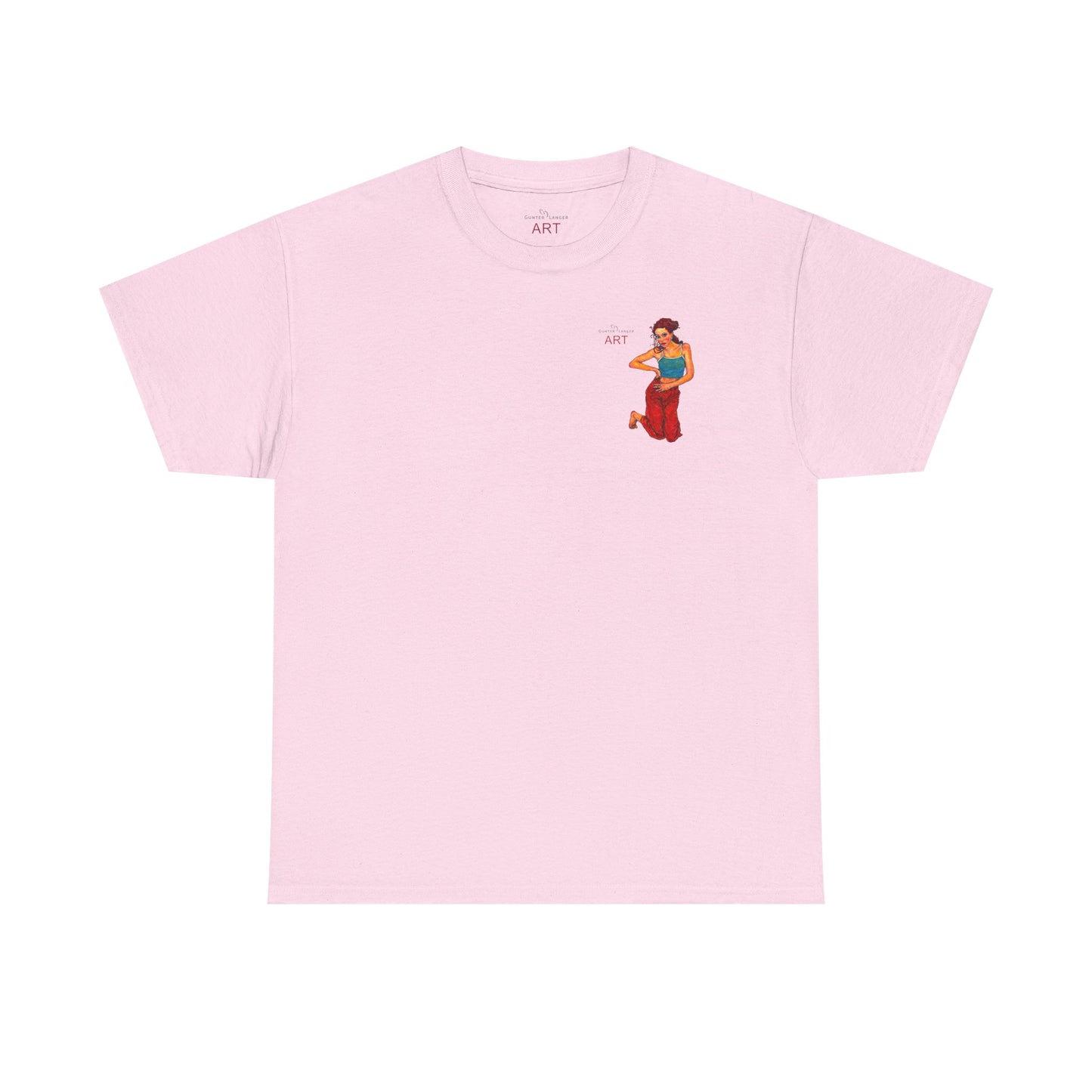 Unisex Heavy Cotton Tee - Motiv: Front, Lea, H 13cm & Rückseite, Lea A02, Ranken, 40 cm, Neck Label