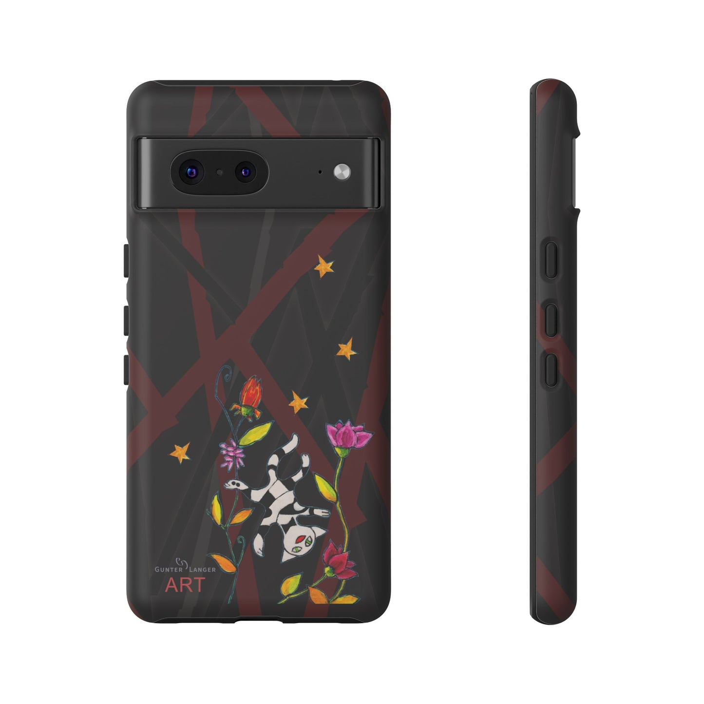 Tough Cases - Google Pixel - Samsung Galaxy - Motiv: Katze schwebt und Ranken, H 7,73 cm, Mikado3